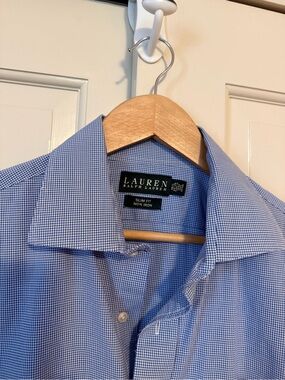 Lauren Ralph Lauren Blue Micro-Check Dress Shirt